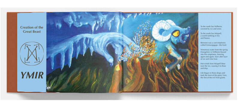 Nordic Creation Legend, book art, oil on canvas, 2019
